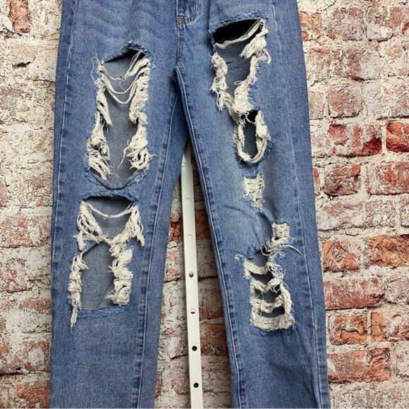 SHEIN Women's Distressed Denim Wash Jeans 27/32 - Picture 2 of 4